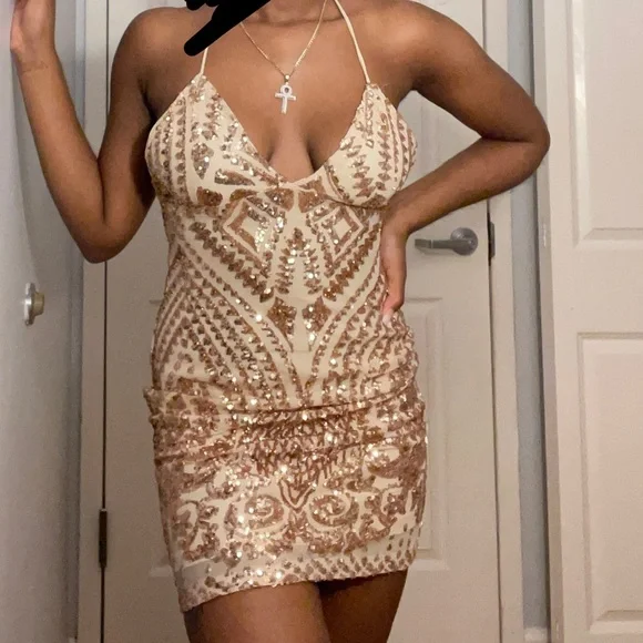 Dresses | Rose Gold Sequin Dress Size Small | Poshmark